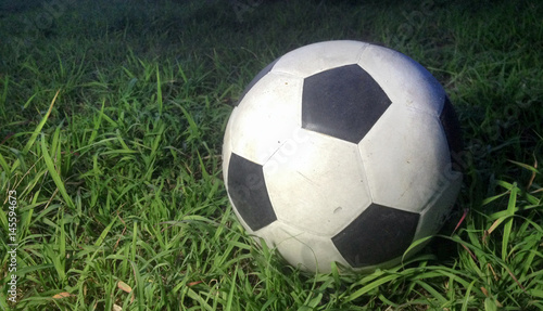 old ball on the green grass © whatamiii