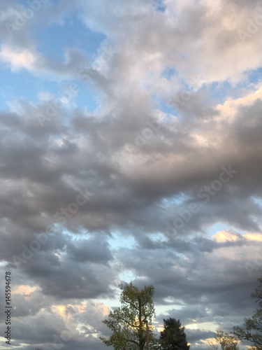marvelous clouds in spring sky at dusk