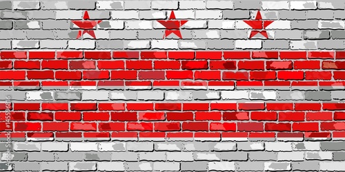 Flag of Washington, D.C. on a brick wall - Illustration, 
The flag of the state of Washington, D.C. on brick textured background, 
Washington, D.C. Flag in brick style