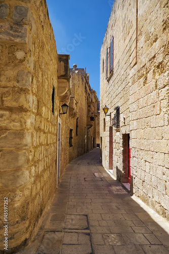 The narrow street of Mdina  the old capital of Malta.