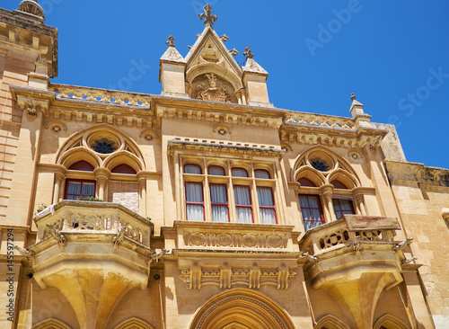 The facade of Bishop's Palace on the Pjazza San Pawl in Mdina. Malta photo