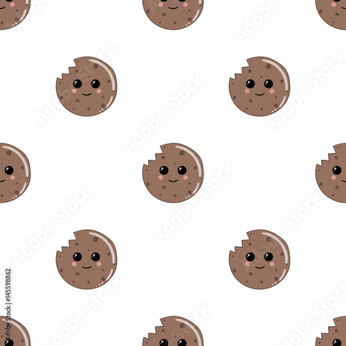 Smiling cookies. Vector illustration. Seamless pattern.