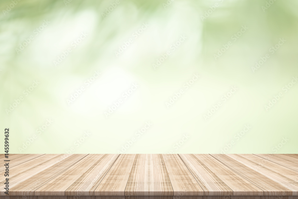 wood coordination table top on nature background,Space available for the product