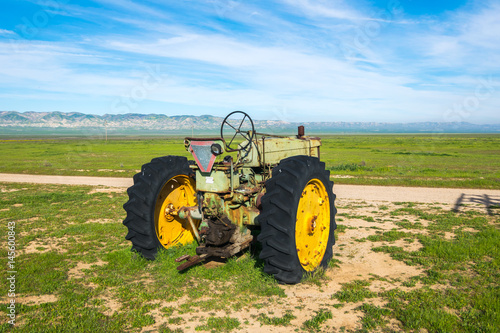 Old farming machinery in Carrizo Plain National Monument  San Andreas Fault  boundary between the Pacific Plate and the North American Plate   California USA  North America