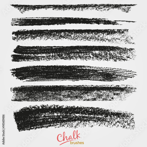 Textures strokes of chalk and charcoal. High resolution brushes. Expressive grunge template. Designed for registration of various design projects: posters, banners, stickers, templates. Stock vector.
