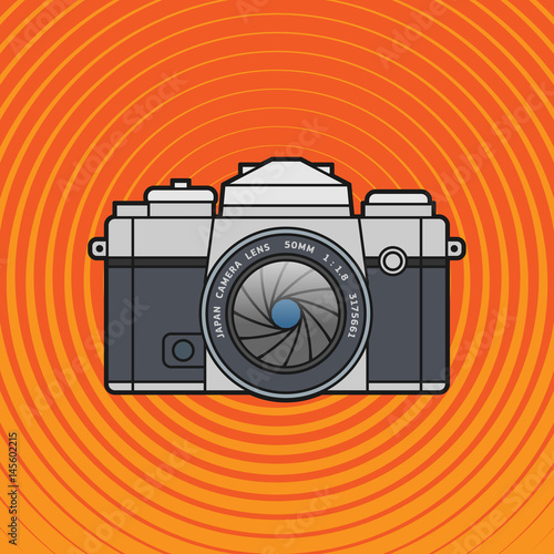 Retro vintage SLR photo camera. Flat photo camera icon