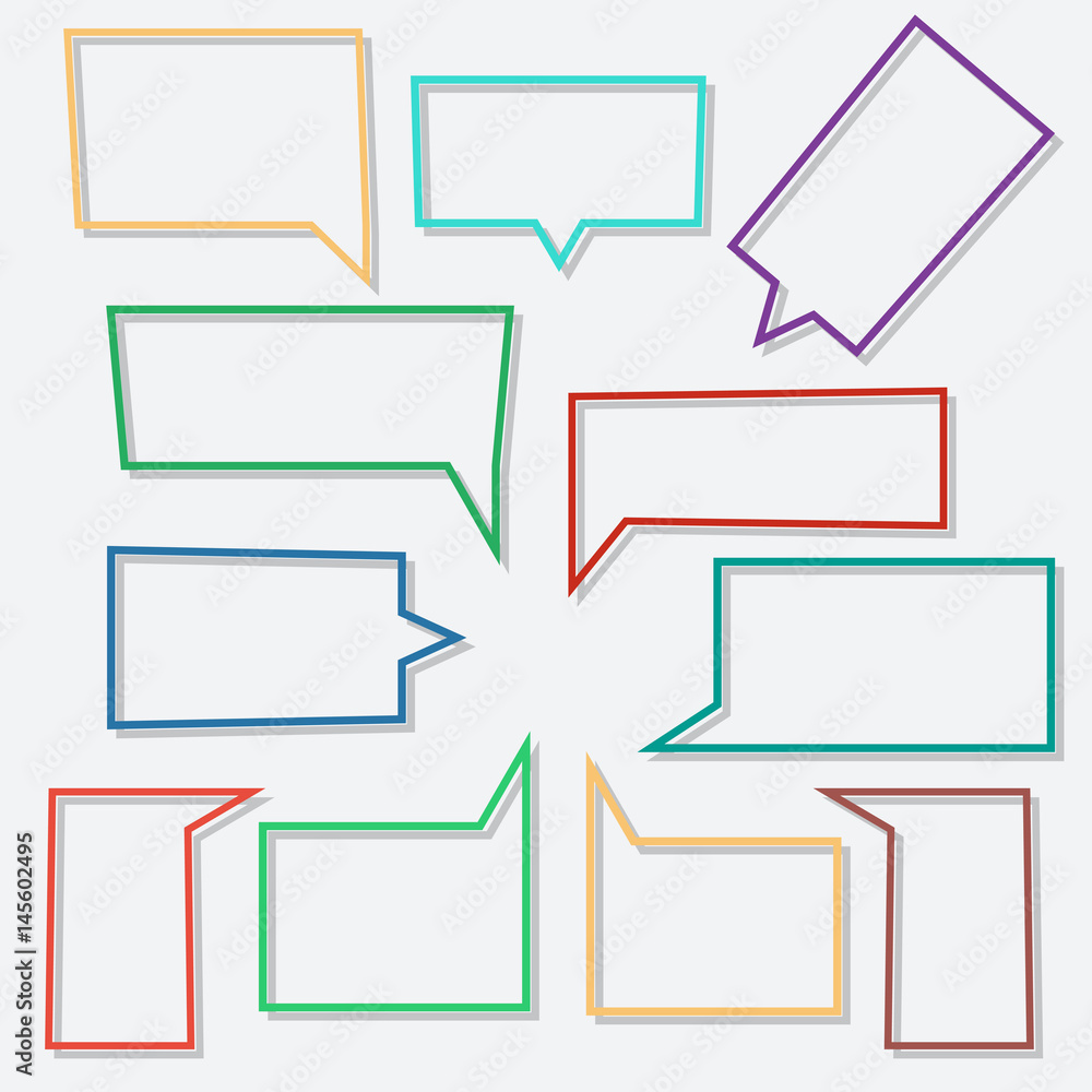 Speech bubbles linear icons in shape rectangle with shadows Speech bubbles linear icons in shape rectangle with shadows