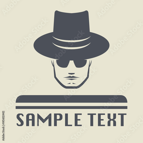 Spy icon or sign symbol. Man in hat