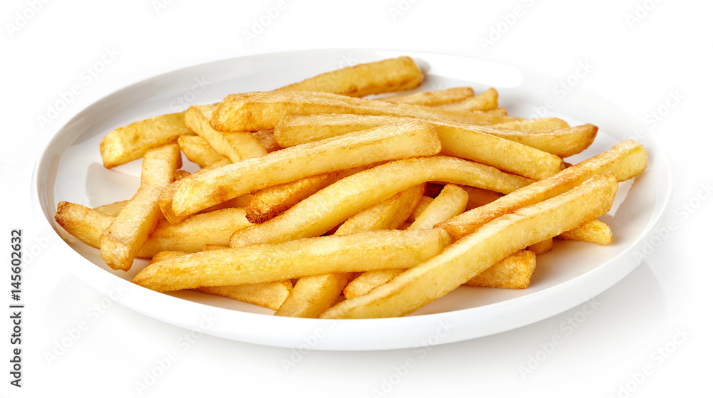 Dish of french fries isolated on white Dish of french fries isolated on white
