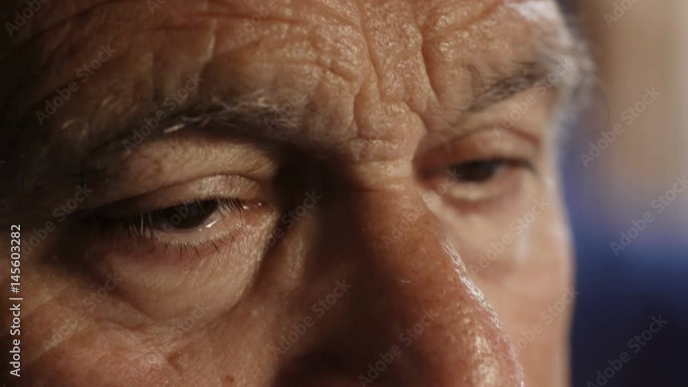 Close Up Portrait On sad Old Man's Eyes: Portrait of pensive Elderly Close Up Portrait On sad Old Man's Eyes: Portrait of pensive Elderly