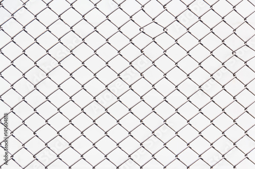 steel mesh fence on white background