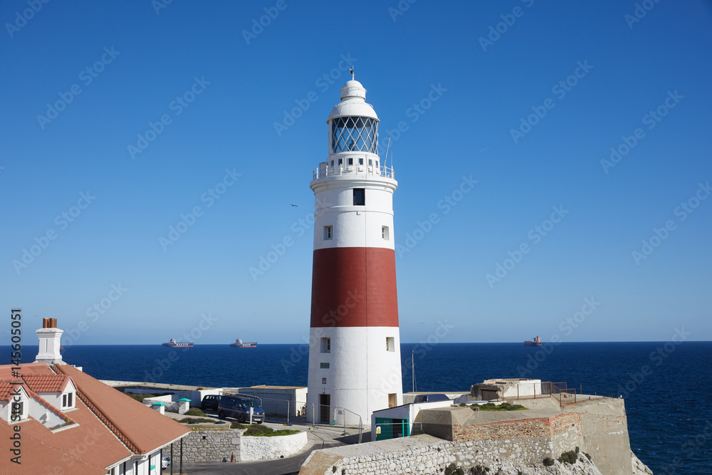 Leuchtturm von Gibraltar, Gibraltar Trinity Lighthouse, eröffnet 1841, an der Südspitze der Halbinsel, 