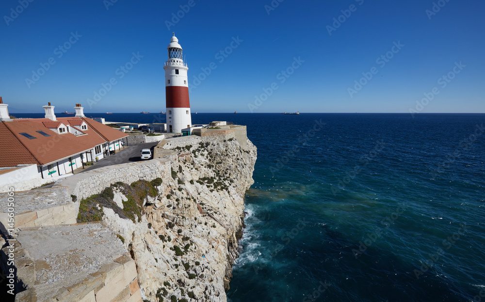 Leuchtturm von Gibraltar, Gibraltar Trinity Lighthouse, eröffnet 1841, an der Südspitze der Halbinsel, 