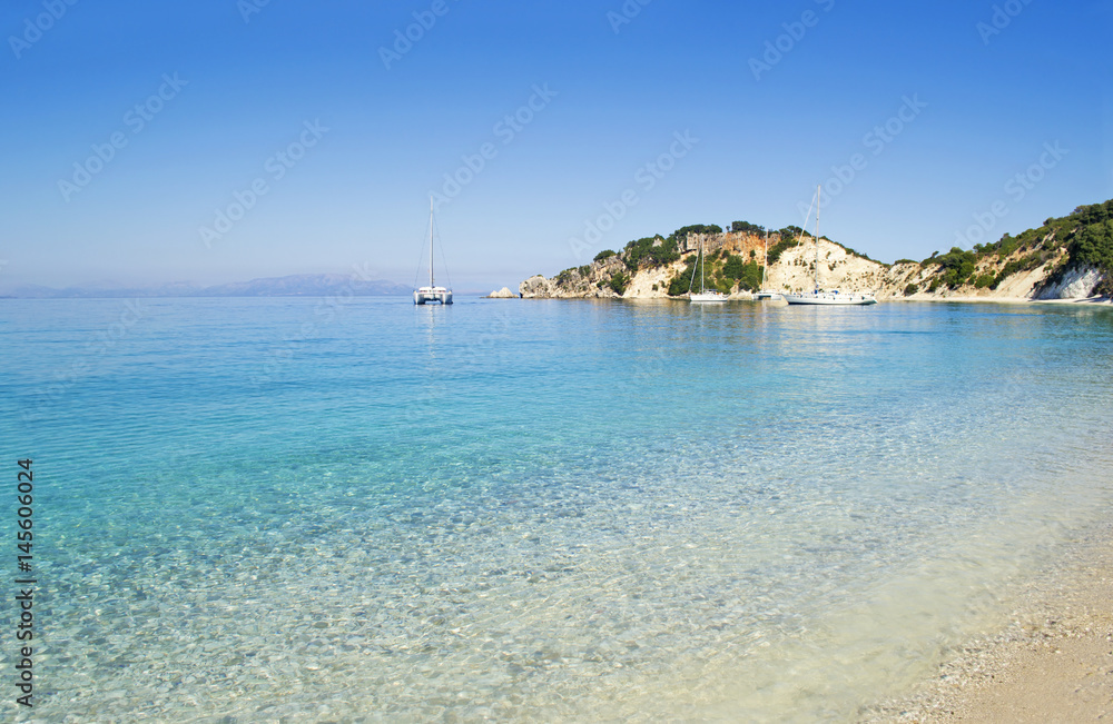 Gidaki beach landscape at Ithaca Ionian islands Greece