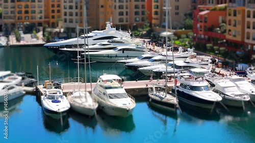 Boat And Yacht Marina Tilt-Shift - Fontvieille Harbour in Monaco Monte-Carlo