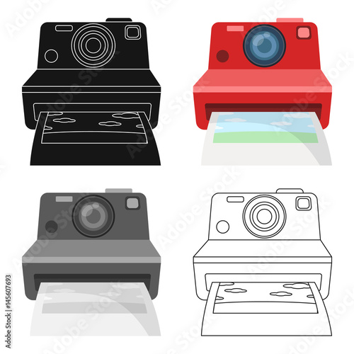 Retro photocamera icon in cartoon style isolated on white background. Hipster style symbol stock vector illustration.