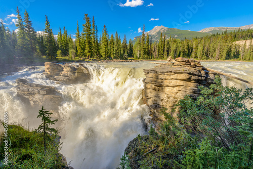 Gorgeous Waterfall at Athabaska River in Alberta, Canada. photo