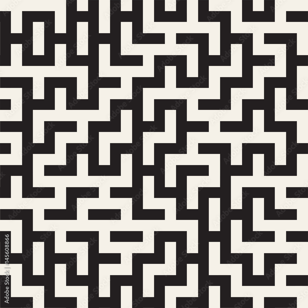 Irregular Maze Shapes Tiling Contemporary Graphic Design. Vector Seamless Black and White Pattern Irregular Maze Shapes Tiling Contemporary Graphic Design. Vector Seamless Black and White Pattern
