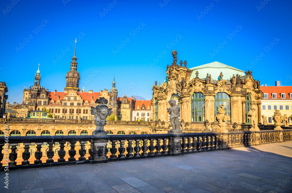 Dresden Cathedral of the Holy Trinity or Hofkirche, Dresden Castle or Royal Palace and Semperoper in Dresden, Saxony, Germany