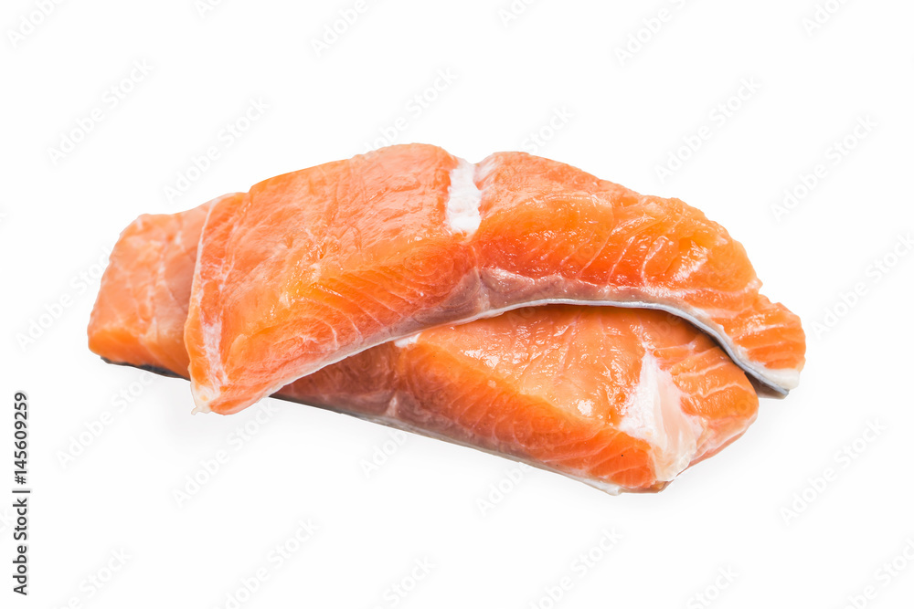Salmon on white background