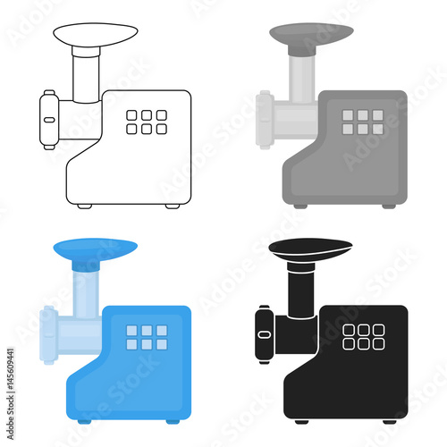Electical meat grinder icon in cartoon style isolated on white background. Household appliance symbol stock vector illustration.