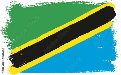 Tanzania Flag Vector Hand Painted with Rounded Brush