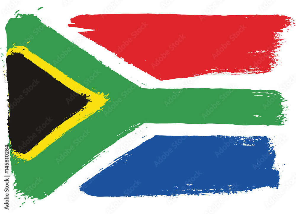 Obraz premium South Africa Flag Vector Hand Painted with Rounded Brush