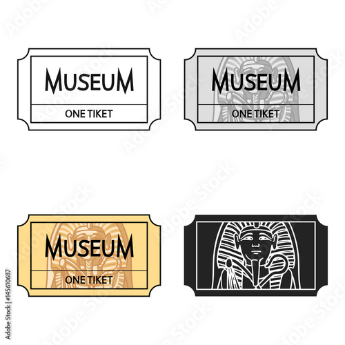 Ticket to the museum icon in cartoon style isolated on white background. Museum pattern stock vector illustration.