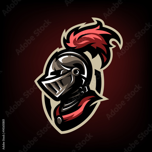 Medieval warrior knight in helmet.