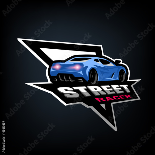 Street racer, symbol, emblem.