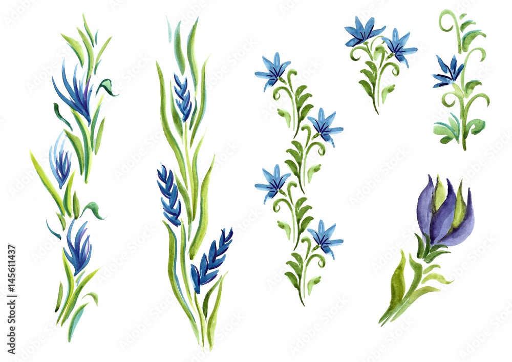 watercolor flowers in different styles watercolor flowers in different styles