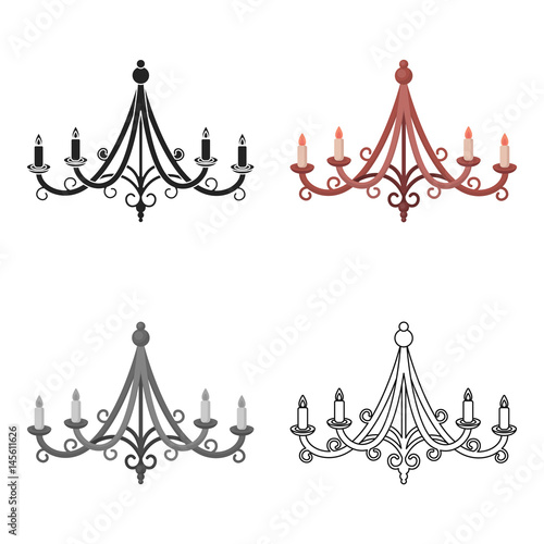 Chandelier icon in cartoon style isolated on white background. Light source symbol stock vector illustration