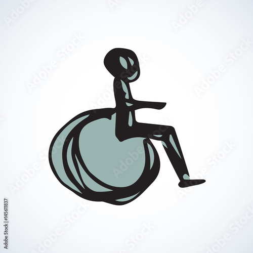 Disabled person in the stroller. Vector drawing