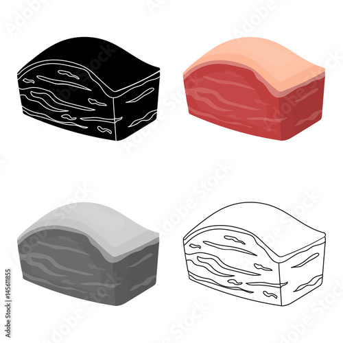 Pork belly icon in cartoon style isolated on white background. Meats symbol stock vector illustration