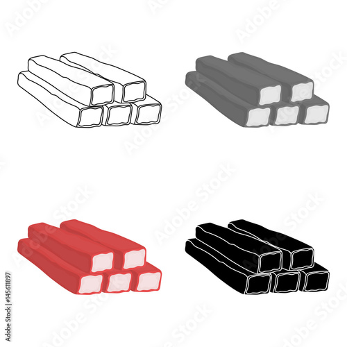 Crab sticks icon in cartoon style isolated on white background. Meats symbol stock vector illustration