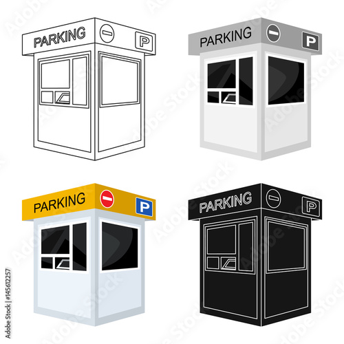 Parking toll booth icon in cartoon style isolated on white background. Parking zone symbol stock vector illustration.
