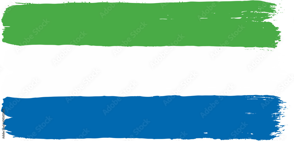 Sierra Leone Flag Vector Hand Painted with Rounded Brush
