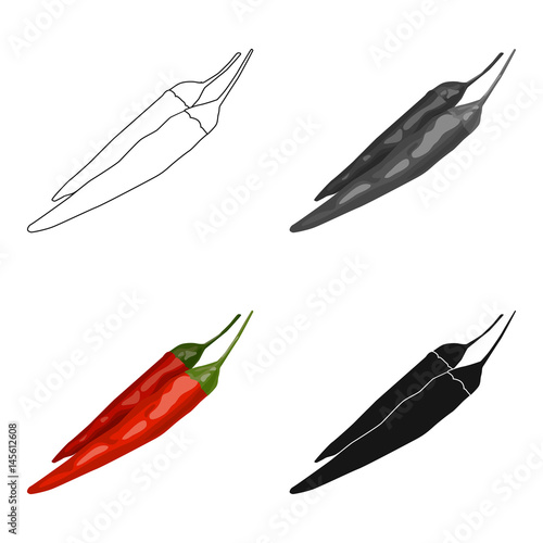 Mexican chili peppers icon in cartoon style isolated on white background. Mexico country symbol stock vector illustration.