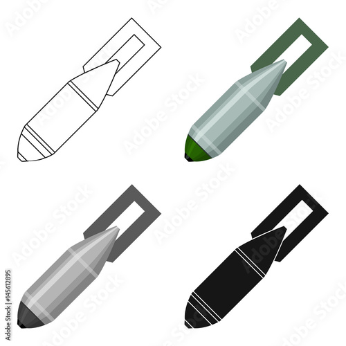 Military aerial bomb icon in cartoon style isolated on white background. Military and army symbol stock vector illustration