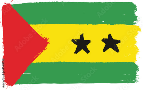 Sao Tome and Principe Flag Vector Hand Painted with Rounded Brush