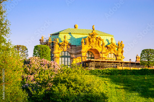 Famous Zwinger palace (Der Dresdner Zwinger) Art Gallery of Dresden, Saxony, Germany. View from park