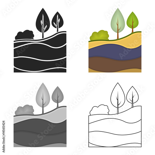 Layers of the earth icon in cartoon style isolated on white background. Mine symbol stock vector illustration.