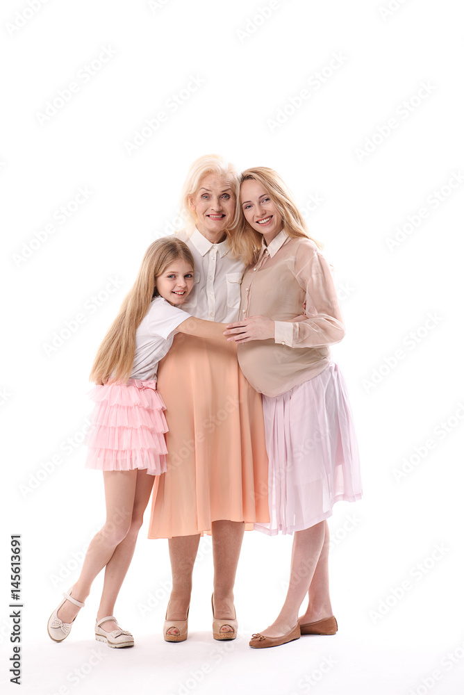 Happy glances of female relatives Happy glances of female relatives
