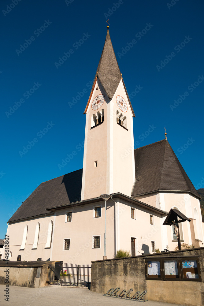 Church of small town Uttendorf in Alps mountain in Austria Church of small town Uttendorf in Alps mountain in Austria