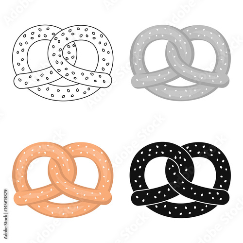 Pretzel icon in cartoon style isolated on white background. Oktoberfest symbol stock vector illustration.