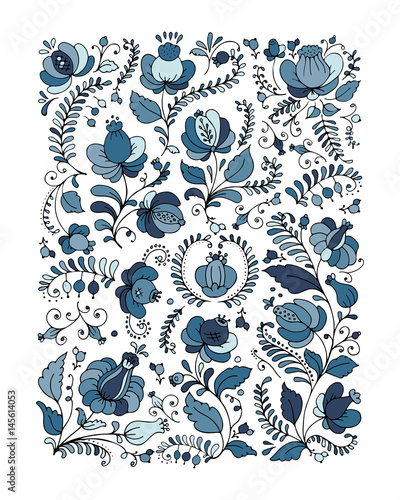 Russian gzhel ornament, sketch for your design