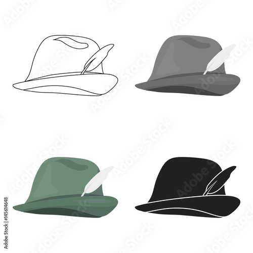 Tyrolean icon in cartoon style isolated on white background. Hunting symbol stock vector illustration.