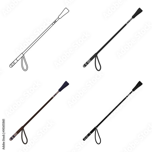 Riding whip icon in cartoon style isolated on white background. Hippodrome and horse symbol stock vector illustration.
