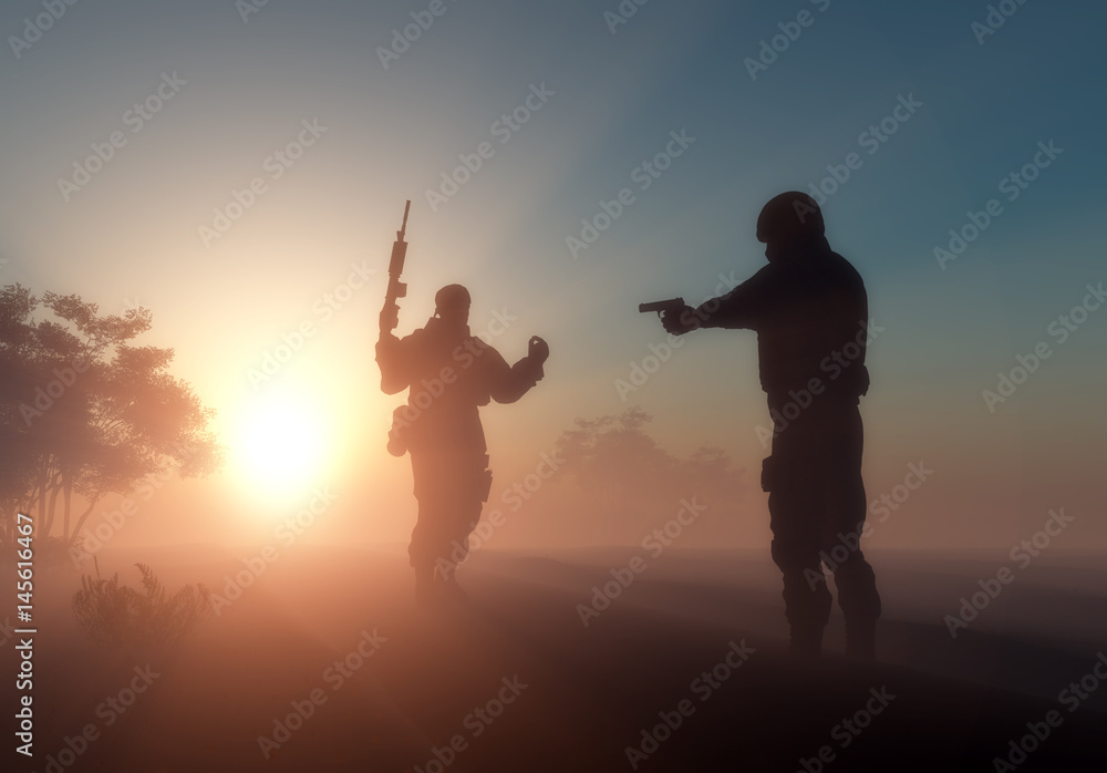 People with weapons.