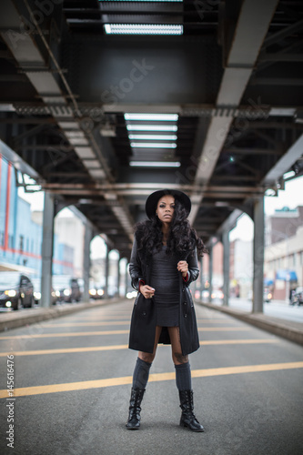 A portrait of a young, fashionable, african american woman in the streets of Brooklyn, New York City. Shot during the spring of 2017.